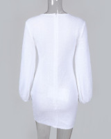 Glitter Round Neck Lantern Sleeve Sequins Bodycon Dress