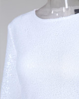 Glitter Round Neck Lantern Sleeve Sequins Bodycon Dress