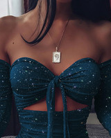 Glitter Off Shoulder Ruched Bodycon Dress