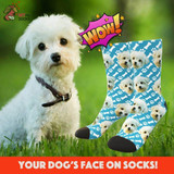 Custom Dog Face Socks (Bones and Footprints) - Best Gifts For Dog Lovers