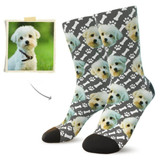 Custom Dog Face Socks (Bones and Footprints) - Best Gifts For Dog Lovers