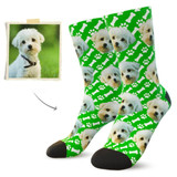 Custom Dog Face Socks (Bones and Footprints) - Best Gifts For Dog Lovers
