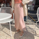 Korean Casual Skirts Women Silk Skirt