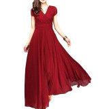 Women Dress Plus Size Solid Color Dress