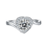 New Design Wedding Engagement Anniversary Ring Heart Ring 925 Sterling Silver 1.0Ct 6.5mm D Color Moissanite Ring For Women