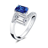 925 Sterling Silver Sapphire Greated Moissanite Emerald Cut Gemstone Wedding Engagement Diamonds Ring