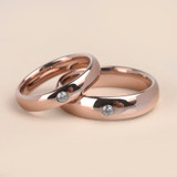 Couple Rings Bohemia Dome Band Rose Gold Tungsten with Shiny CZ Stones for Wedding Gift, Free Shipping, Customized