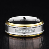 Men Rings, 8mm Width Tungsten Carbide Engagement Rings With CZ Stones, Free Shipping, Customized
