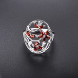 Natural Garnet Engagement Ring Gemstone Topaz Solid 925 Sterling Silver Rings Fine Elegant