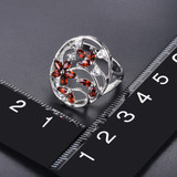 Natural Garnet Engagement Ring Gemstone Topaz Solid 925 Sterling Silver Rings Fine Elegant