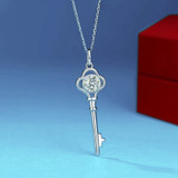 925 Sterling Silver Moissanite Fine Jewelry 1.0Ct D Color Twinkle Stone Moissanite Diamond Key Pendant Necklace
