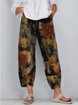 Graffiti Printed Elastic Waist Casual Plus Size Pants