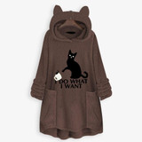 I Do What I Want Fluffy Fleece Oversize Hoodie With Cat Ears