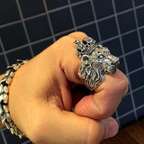 925 Sterling Silver Crown Lion King Ring