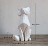 White Abstract Geometric Fox Sculpture Ornaments