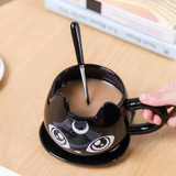 Black Cat Ceramics Mug [Coffee Mug + Spoon + Tray]