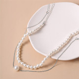 Gothic Baroque Pearl Bead Pendant Choker Necklace / Multi Layer Punk White Pearls