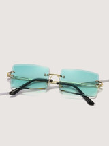 Rimless Square Frame Sunglasses