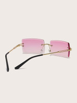 Rimless Square Frame Sunglasses