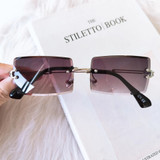 Rimless Square Frame Sunglasses