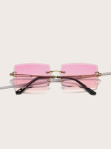 Rimless Square Frame Sunglasses