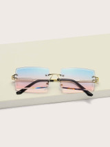 Rimless Square Frame Sunglasses