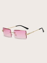 Rimless Square Frame Sunglasses