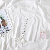 Drawstring Crop Tops Camis V-Neck Vest