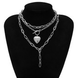 Punk Cuban Choker Necklace Collar / Heart Chain Necklace