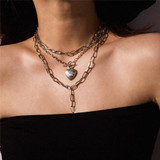 Punk Cuban Choker Necklace Collar / Heart Chain Necklace
