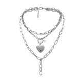 Punk Cuban Choker Necklace Collar / Heart Chain Necklace
