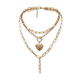 Punk Cuban Choker Necklace Collar / Heart Chain Necklace