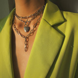 Punk Cuban Choker Necklace Collar / Heart Chain Necklace