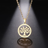 Tree Heart Stainless Steel Pendant Choker Necklace