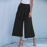 Fringe Detail Belted Wide Leg Pants