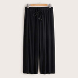 Plus Drawstring Waist Wide Leg Pants