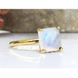 Rainbow Moonstone Square Ring