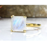 Rainbow Moonstone Square Ring