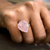 Rose Quartz Teardrop Ring