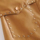 Vintage A Line Solid PU Leather Skirt High Waist