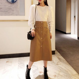 Vintage A Line Solid PU Leather Skirt High Waist