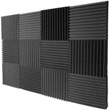 Mybecca 12 PACK Acoustic Foam Wedge Wall Tiles 12" X 12" X 1"Charcoal