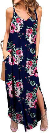 GRECERELLE Women's Summer Casual Loose Dress Beach Cover Up Long Cami Maxi Dresses with Pocket