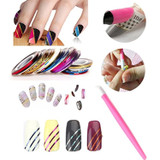 Nail Art Tools Manicure Kit 15PCS Nail Painting Brush 5PCS Nail Dotting Pen 2 Boxes Nails Rhinestones Decoration 8PCS Sticker Decal 10PCS Striping Tape 5PC Nail Files 1PC Stick Pusher Pedicure Set