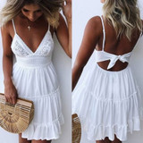 Sexy Bow Backless V-neck Mini Beach