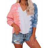 Women's Tie-Dye Hooded Loose Gradient Long-Sleeved Sweatshirt