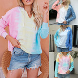 Women's Tie-Dye Hooded Loose Gradient Long-Sleeved Sweatshirt