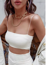 Summer Sexy Solid Color Strap Crop Top