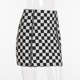 Sexy Plaid Zipper Mini Skirt