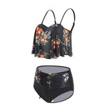 Women Floral Print High Waist Bathing Suits Two Pieces Bikini Set